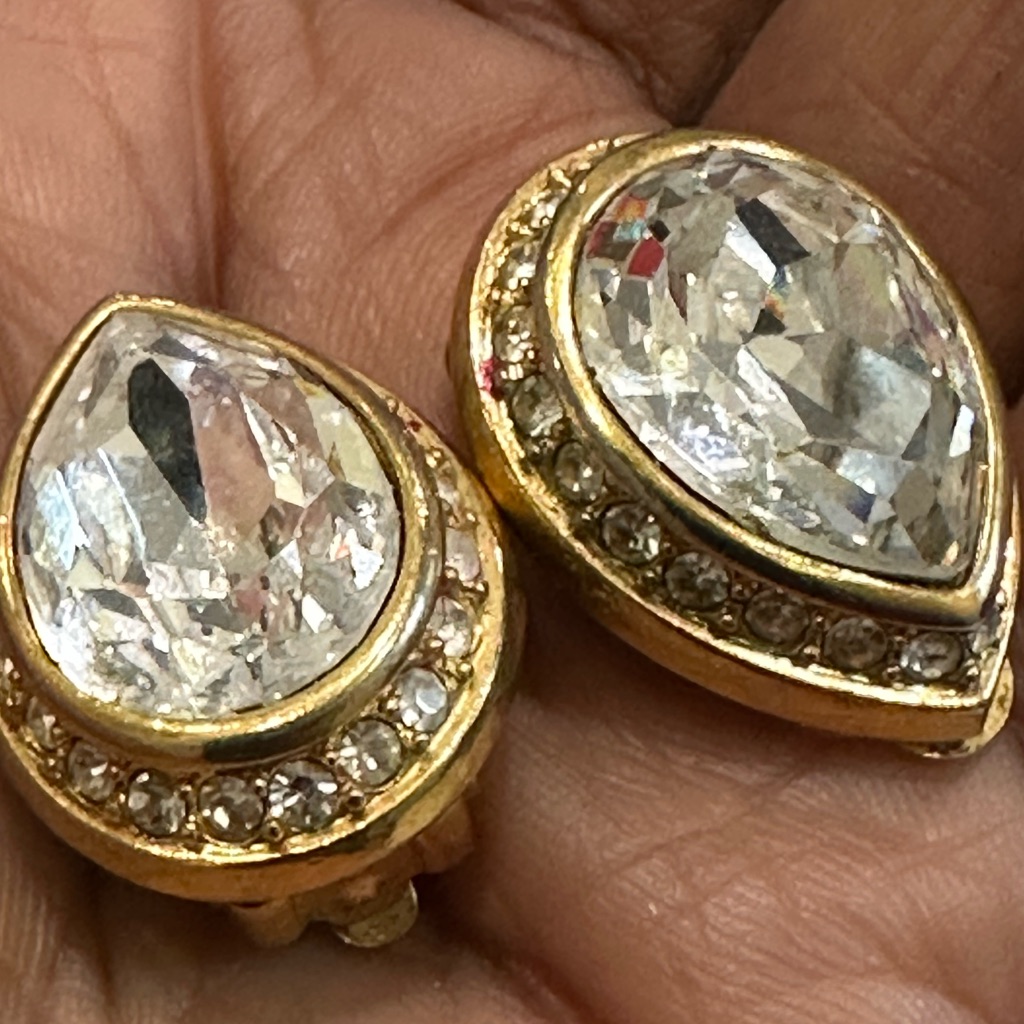 Vintage Gold/Silver Toned Clip On Earrings/Little Discolorations